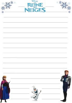 papier a lettre reine des neiges anna et olaf